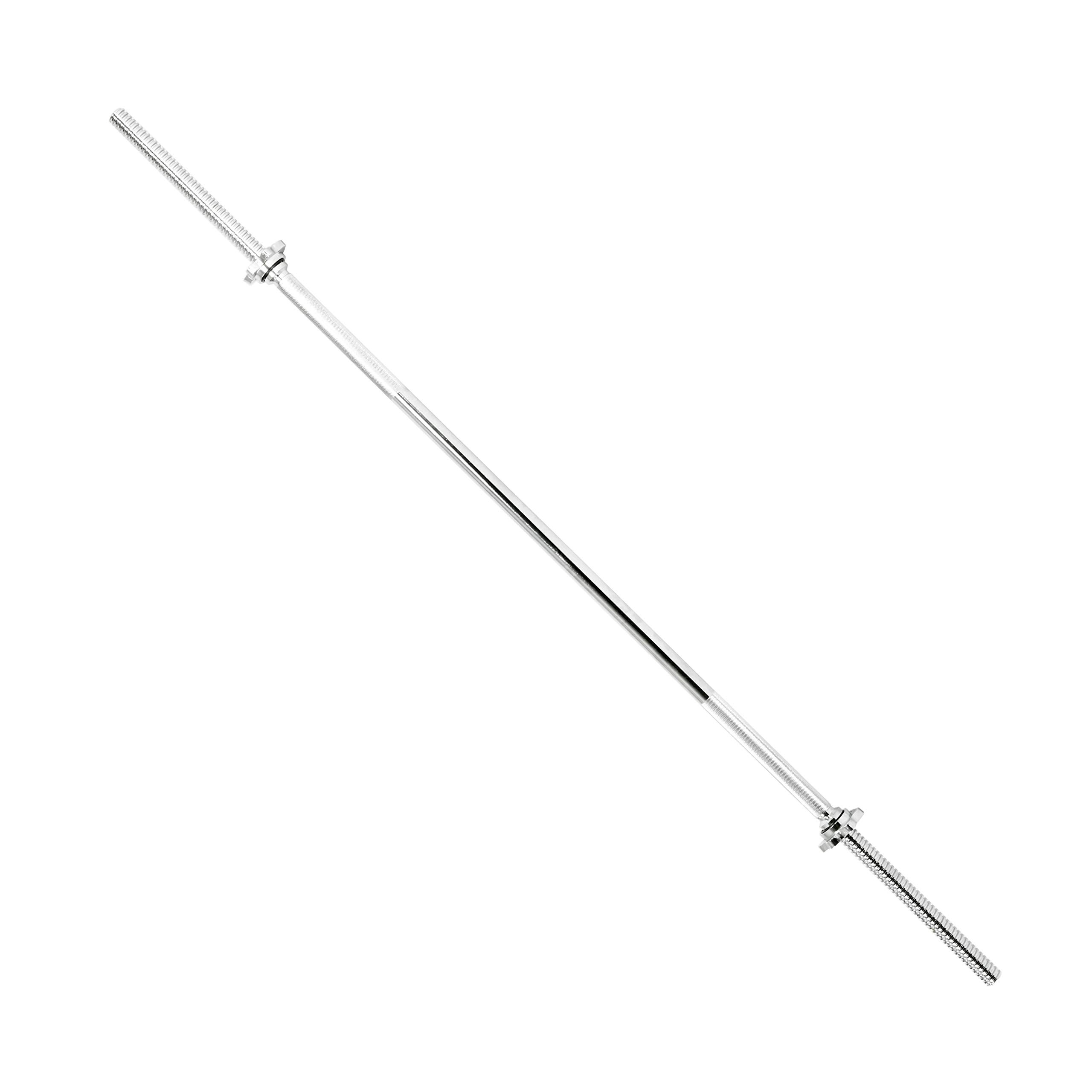 Sunny Health & Fitness 60 Inch Threaded Chrome Barbell Bar, 1 Inch Barbell Diameter With Ring Collars - Stbb-60