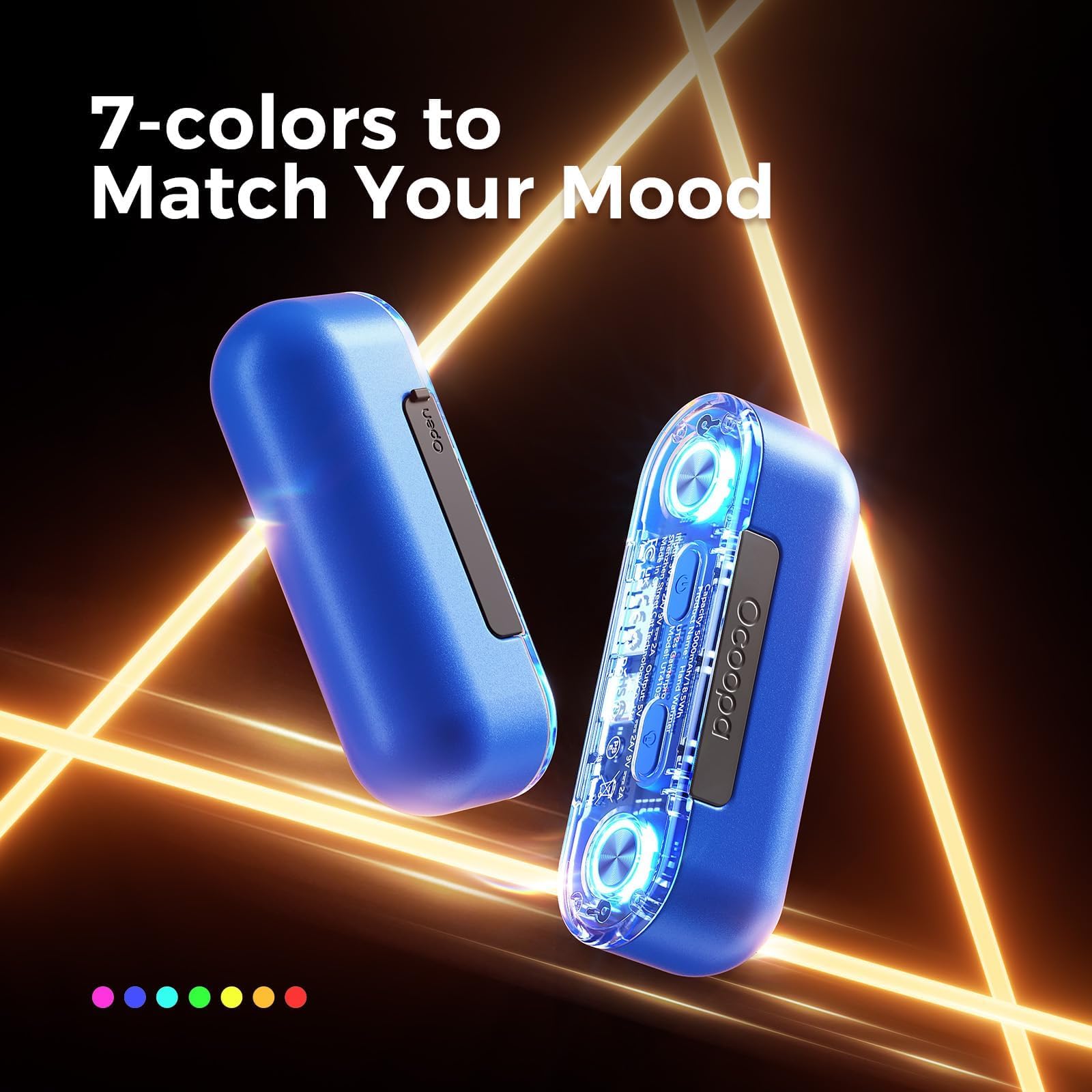 Ocoopa Magnetic Rechargeable Hand Warmers 2 Pack With 18W Fast Charging And Changing Seven Color Rgb Lights 10,000 Mah Portable