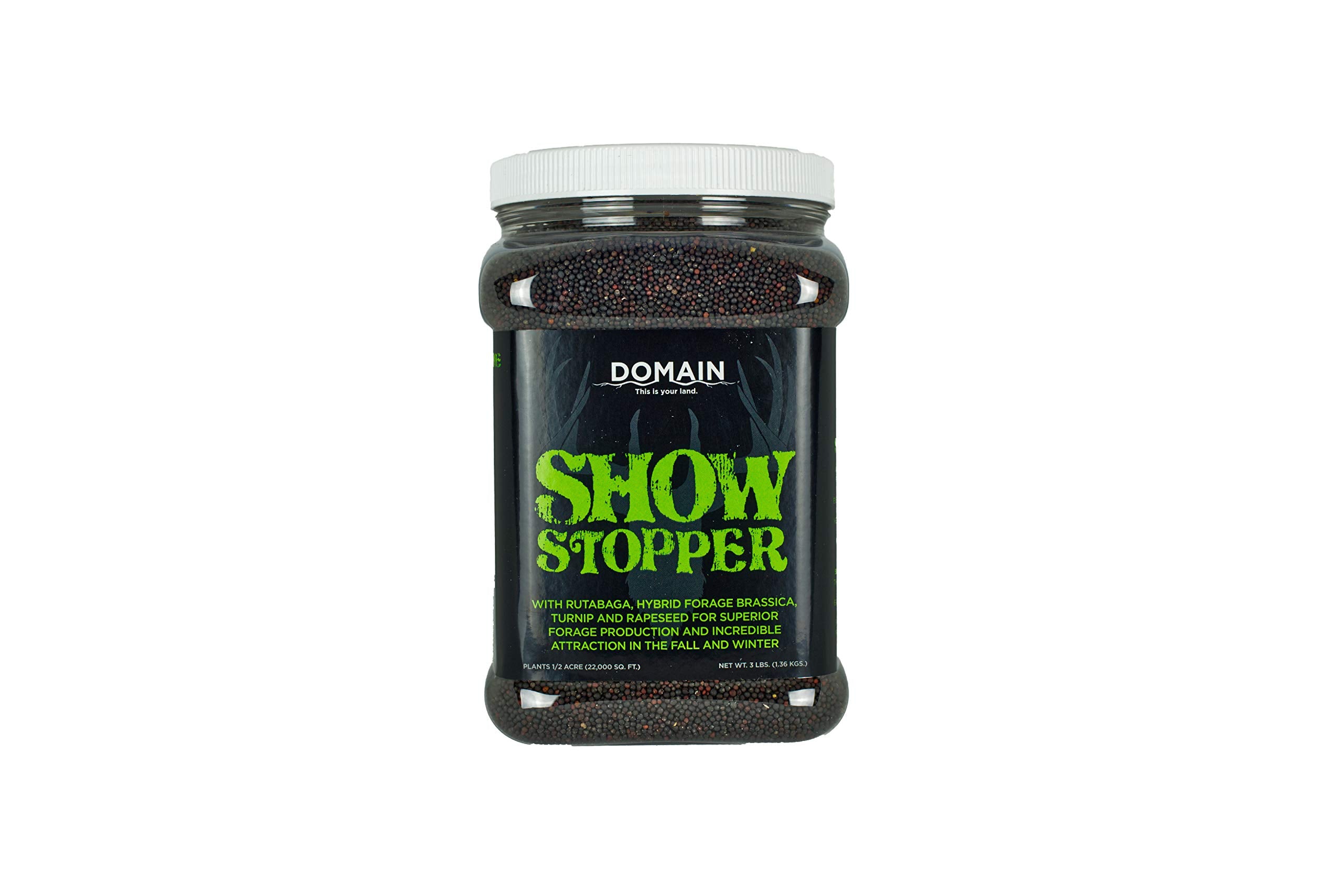 Domain Outdoor Show Stopper Food Plot Seeds for Deer, 1/2 Acre, Rutabaga, Hybrid Forage Brassica, Turnip and Rapeseed, Carefully