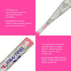 Axe Danielle Lawrie Youth Fastpitch Softball Bat | 1-Piece Alloy | -12 | Usa (Asa)/Usssa Approved | Pink/Purple | Standard Axe H