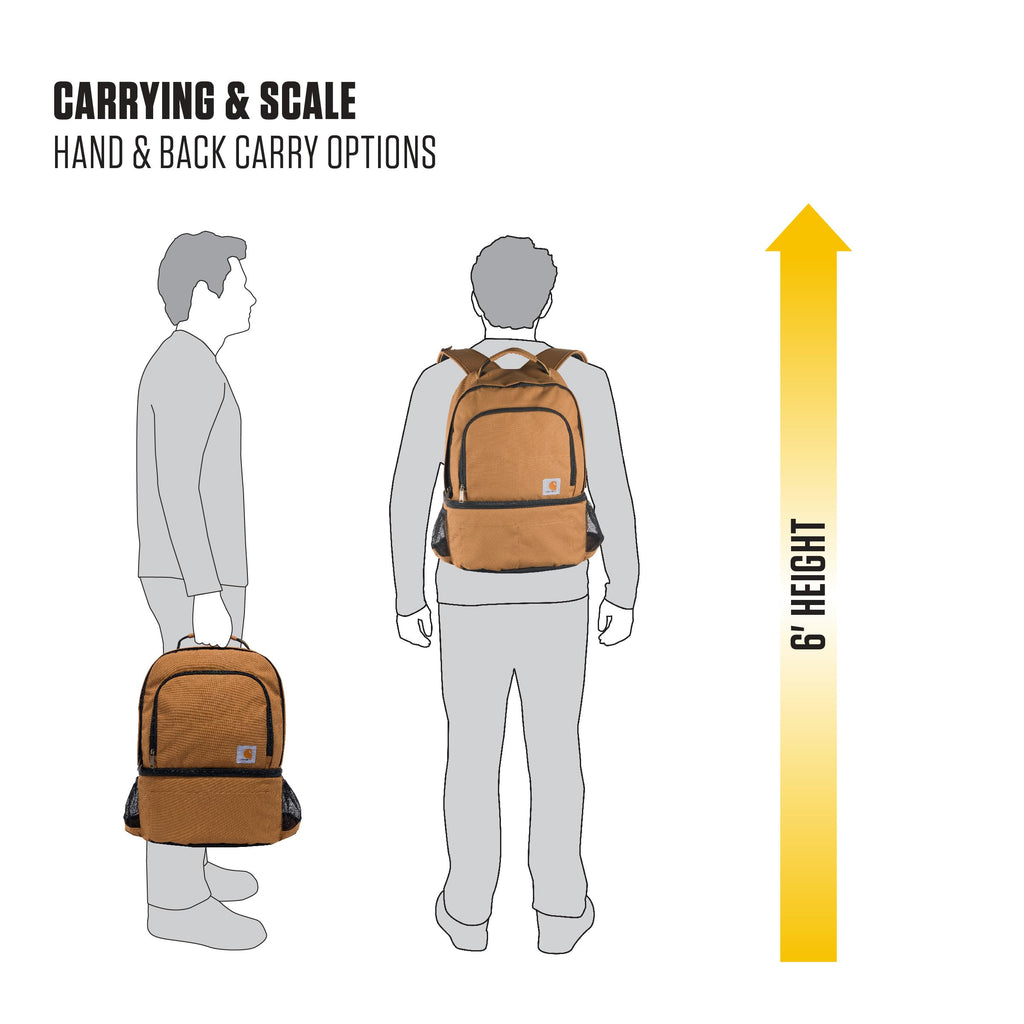 Carhartt Insulated 24 Can Two Compartment Cooler Backpack, Fully-Insulated Base, Durable Water-Resistant For Camping, Beach & Tr