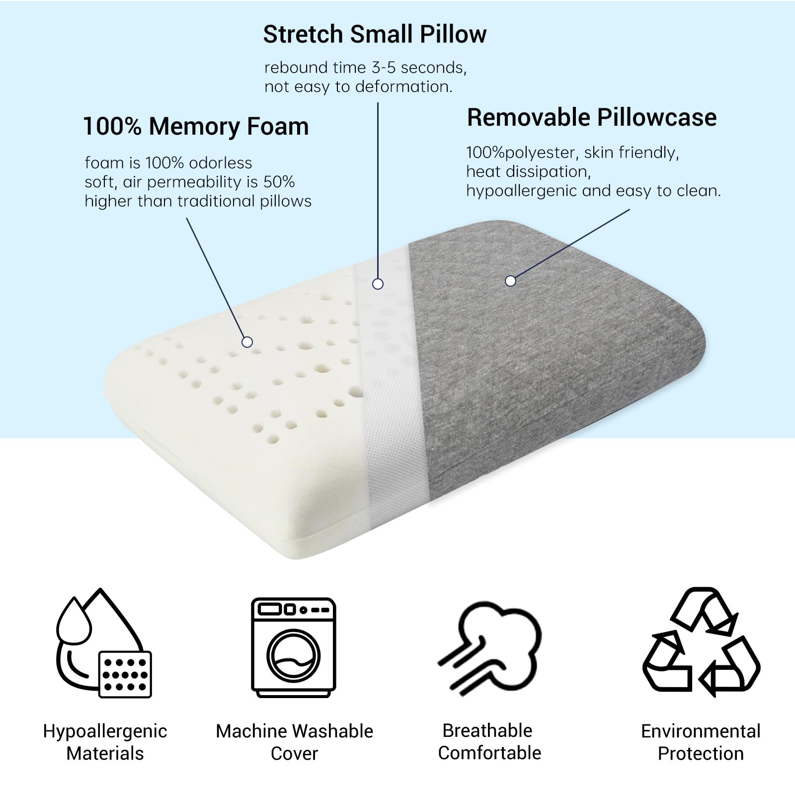 Lsffm Travel & Camping Memory Foam Pillow, Travel Essentials, Hammock Pillows With Double-Layered Pillow Cover, Easy To Clean, C
