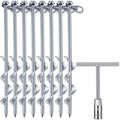 Zhengmy 8 Pcs Ground Anchors Screw In, 12 Inch Heavy Duty Tent Stakes With Trampoline Anchor Hook Ground Stakes For Camping Tent