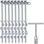 Zhengmy 8 Pcs Ground Anchors Screw In, 12 Inch Heavy Duty Tent Stakes With Trampoline Anchor Hook Ground Stakes For Camping Tent