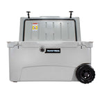 Frosted Frog Original Gray 70 Quart Ice Chest Heavy Duty High Performance Roto-Molded Commercial Grade Insulated Cooler With Whe