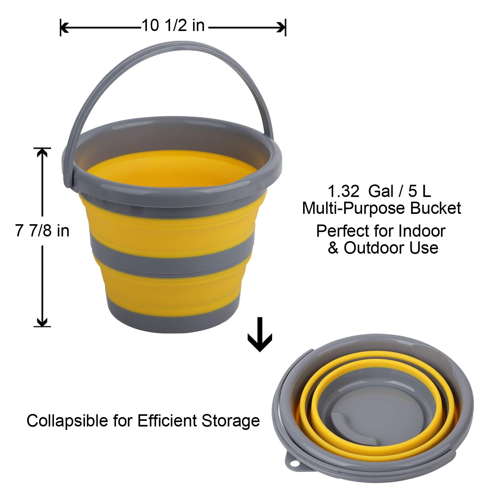 2 Pack Collapsible Plastic Bucket With 1.32 Gallon (5L) Each, Foldable Round Tub, Space Saving Outdoor Waterpot For Garden Or Ca