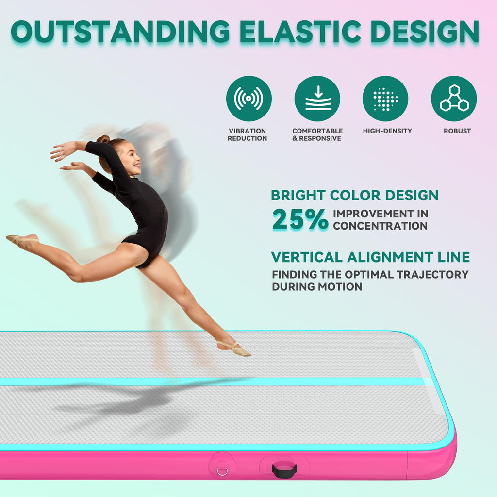 YITAHOME Air Gymnastics Mat 13ft Tumble Track Mat 4 Inches Thick Inflatable Tumbling Mat with Electric Pump & Carry Bag for Home