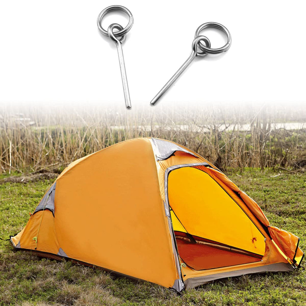 Dghaop 4Pcs Tent Pin & Ring Replacement Stainless Steel Tent Pole Connectors For Outdoor Camping Hiking Travel