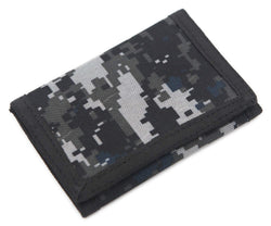 Rfid Trifold Canvas Outdoor Sports Wallet For Kids - Front Pocket Wallet With Magic Sticker (Digital Gray)