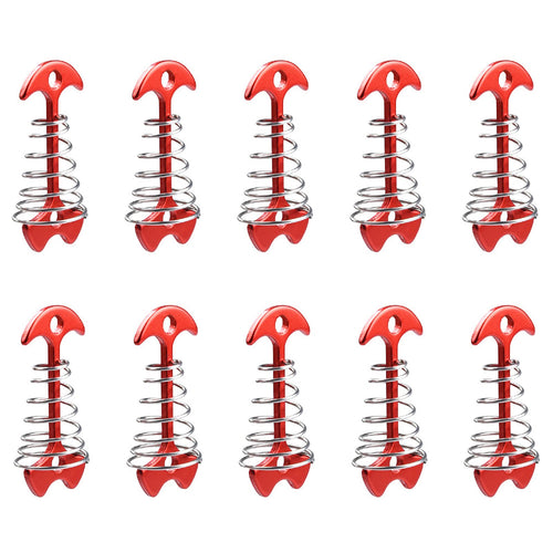 Alnicov 10Pcs Deck Plank Board Tent Stakes,Fishbone Deck Anchor Pegs With Spring Buckle For Outdoor Camping Hiking,Red