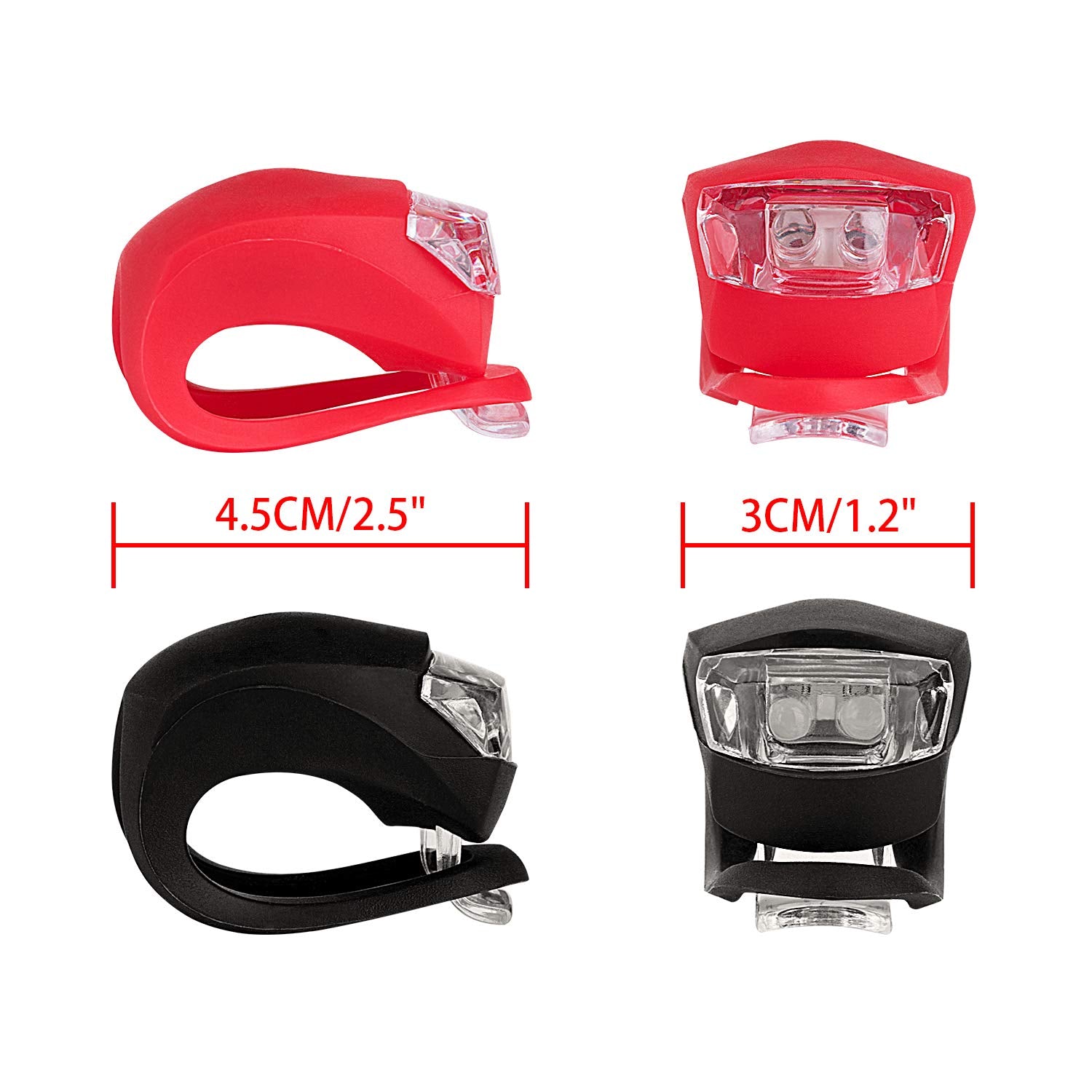 8 Pack Bicycle Light, Silicone Led Bike Light Set, 4 Pcs Bike Headlight And 4 Pcs Taillight (Red & White)-Multi-Purpose Waterpro