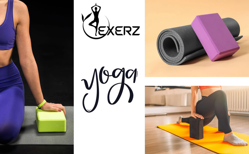 Exerz Yoga Blocks 2Pcs Gym Bricks High Density Eva Foam 9 X 6 X 3 Inches
