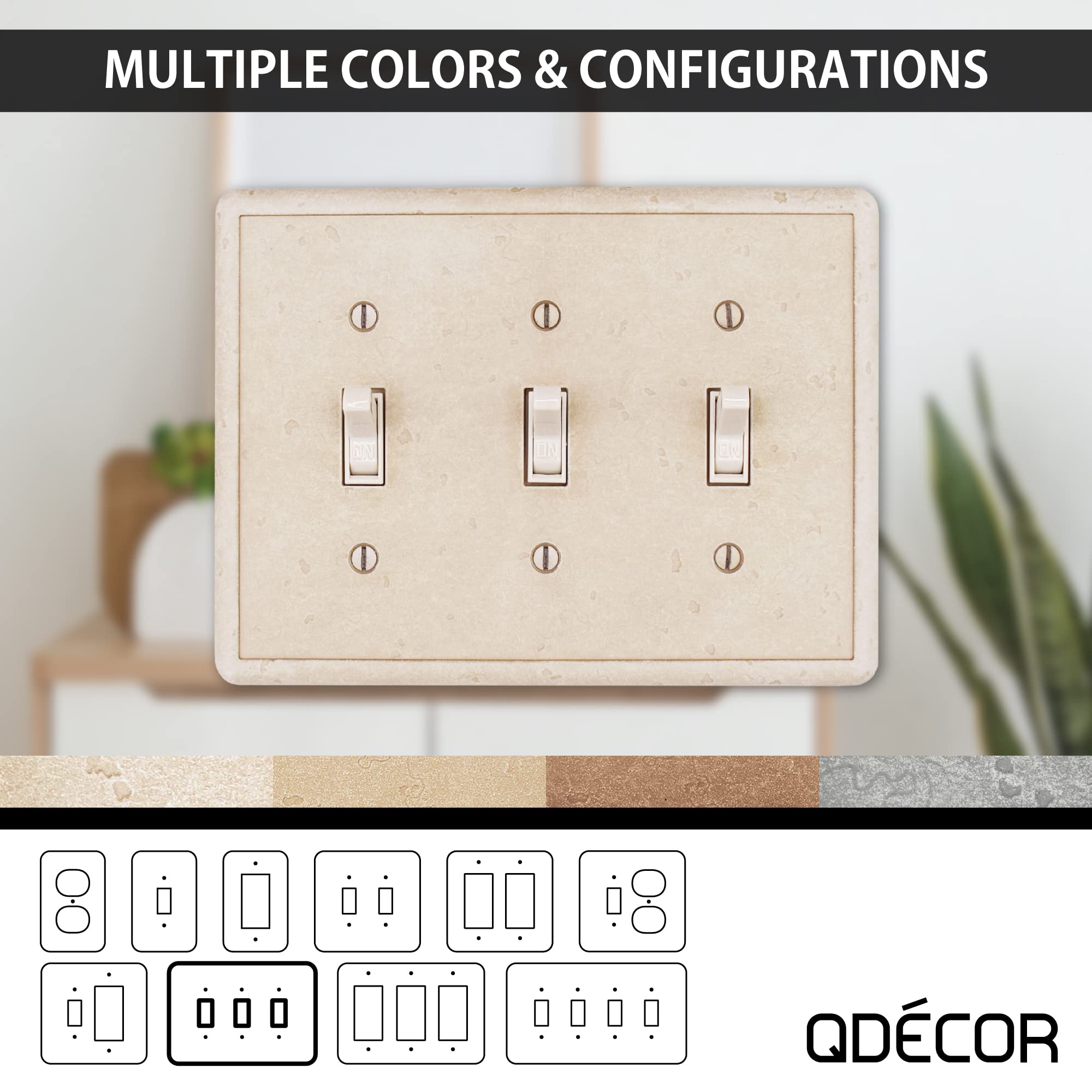 Questech Dacor Single Toggle Light Switch Cover, 1-Gang Electrical Wall Plate, Single Switch Standard Size Receptacle Cover, Dec