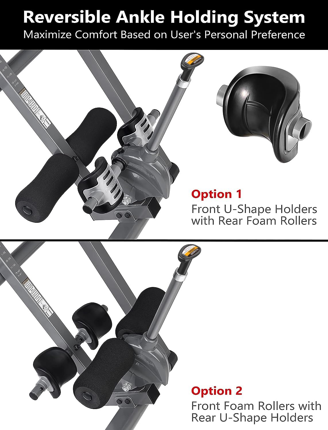 Innova Health And Fitness Itx9688 Heavy Duty Inversion Table, Extended Ankle Holding System, 300 Lb Weight Capacity, Gray/Black