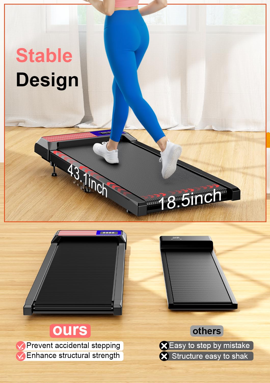 2.5HP Walking Treadmill Pad Incline, Under Desk Treadmill with Remote, 3 in 1 Low Noise Small Walking Mini Pad with Led Screen,