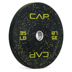 Cap Barbell Economy - Speckled Olympic Bumper Plate With Yellow Logo, Black, 35 Lb Single
