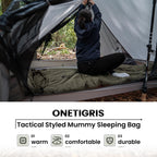 Onetigris Bushcrafter? Sleeping Bags, Mummy Sleeping Bag For Camping Hiking Backpacking, Survival Gear