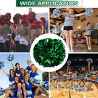 Lovecheer 2Pcs Pom Poms Cheerleading Metallic Green Pom Poms Cheer With Baton Handle For Sports Team Spirit Party Cheering