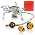 Rideiwake Camping Stove With Fuel Canister Adapter Portable Collapsible Gas Stove With Piezo Ignition-3900W-Lightweight-Windproo
