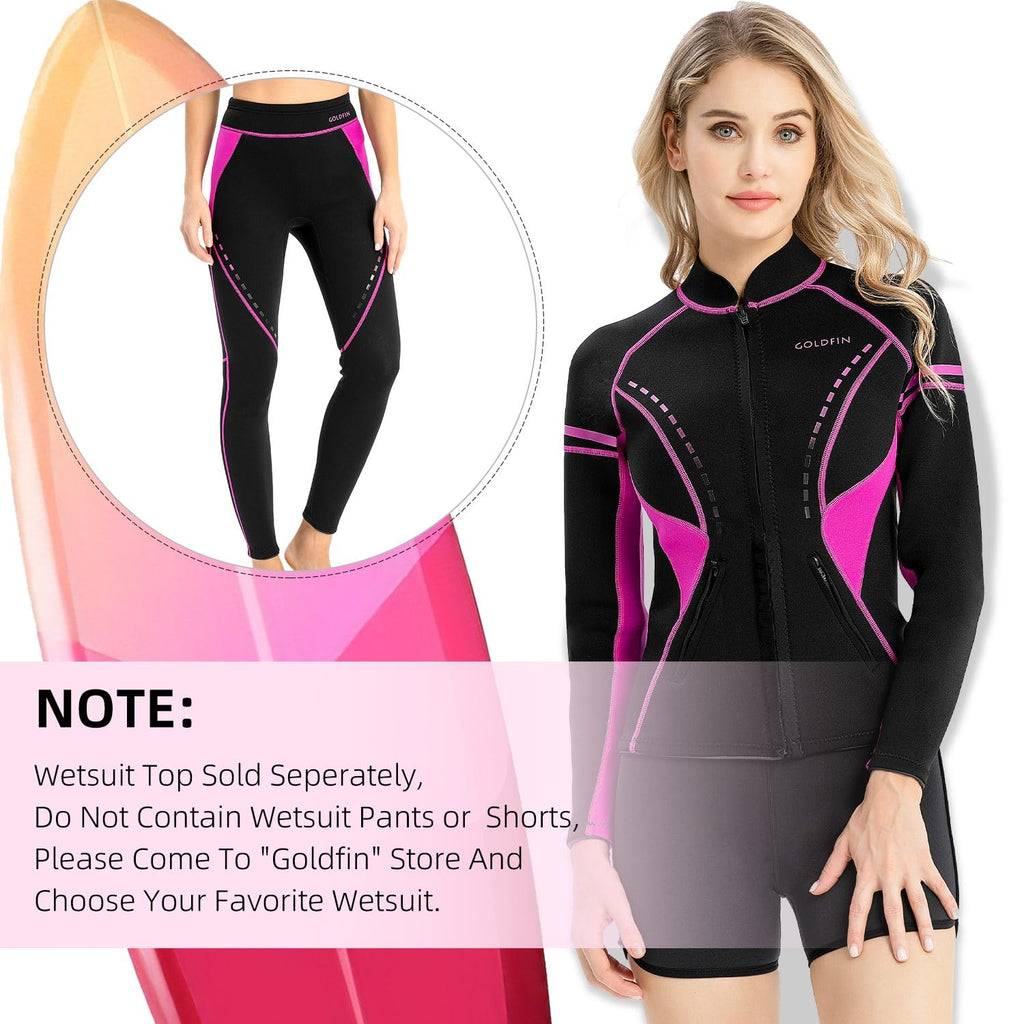 Goldfin Womens Wetsuit Top, 2Mm Neoprene Wetsuit Jacket Ladies Long Sleeve For Water Aerobics Diving Surfing Kayaking, Small