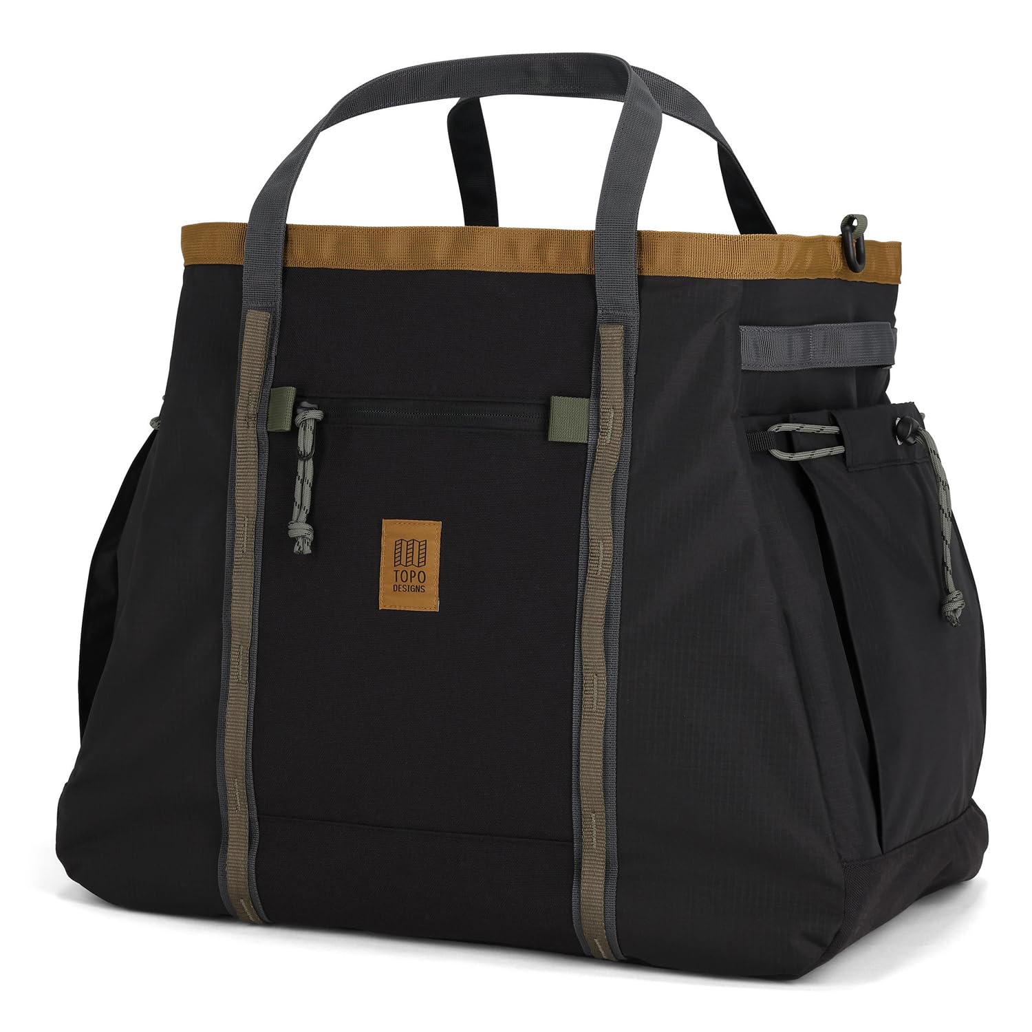 Topo Designs Mountain Gear Bag, Enormous Tote Style Free Standing Bag, Recycled Nylon, Abrasion Resistant (Black/Neutral)