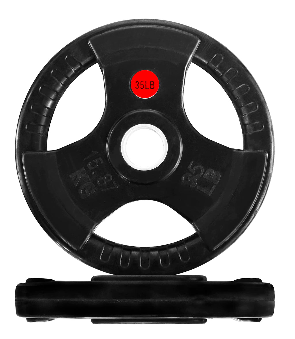Fitvids Olympic 2-Inch Cast Iron Plate Weight Plate For Strength Training And Weightlifting, Rubber Coate Style, 35Lb Pair