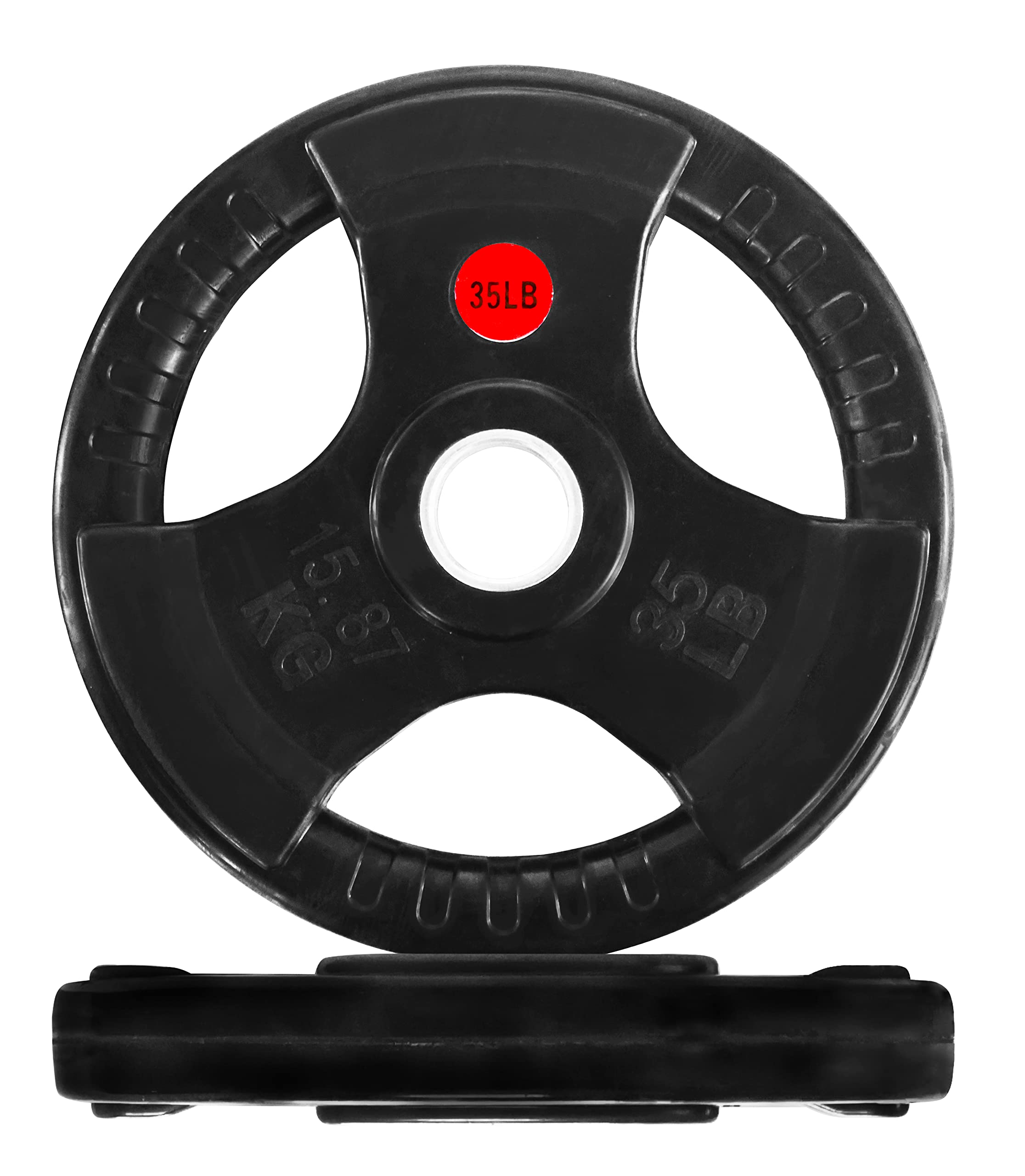 Fitvids Olympic 2-Inch Cast Iron Plate Weight Plate For Strength Training And Weightlifting, Rubber Coate Style, 35Lb Pair