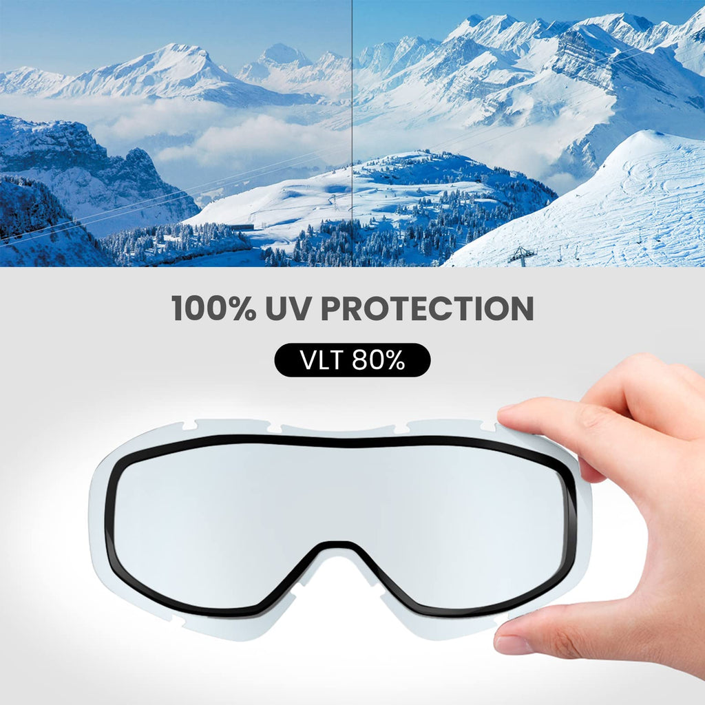 Outdoormaster Ski Goggles Otg - Over Glasses Ski/Snowboard Goggles For Men, Women & Youth - 100% Uv Protection (Blackframe Bluel