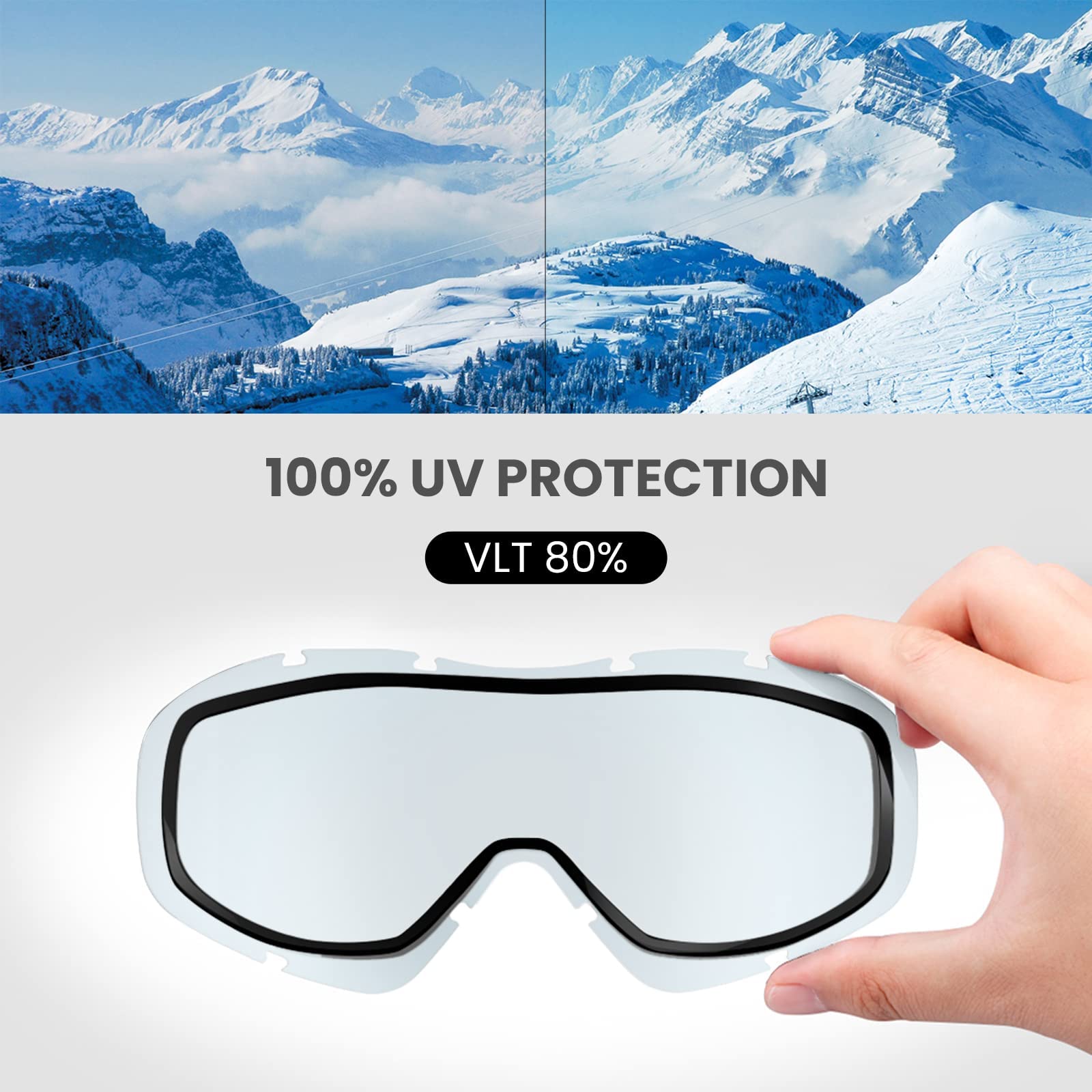 Outdoormaster Ski Goggles Otg - Over Glasses Ski/Snowboard Goggles For Men, Women & Youth - 100% Uv Protection (Blackframe Bluel