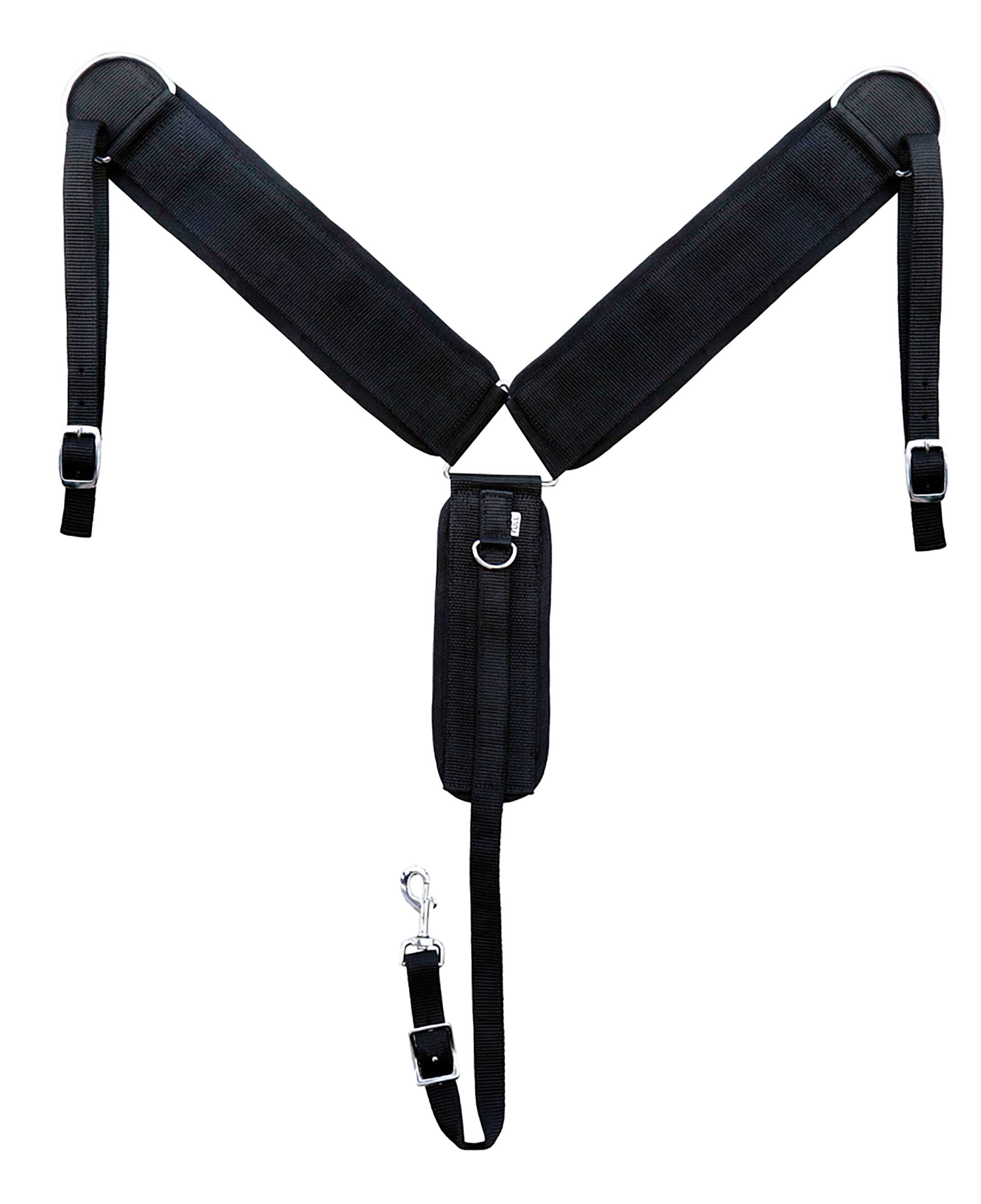 CHALLENGER Western Horse Tack 3-3/4 W Black Nylon Neoprene Straight Breast Collar 5501BK