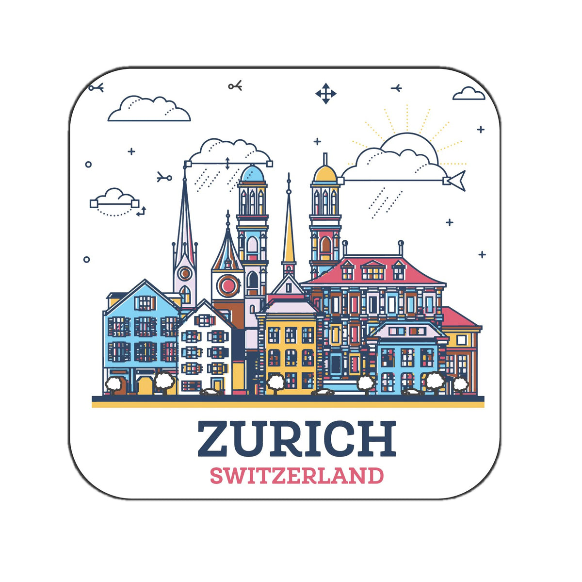 ISEE 360 Zurich Switzerland Fridge Magnet for Decorating Home Kitchen RefrigeratorOffice Doors Multicolor Souvenir Gift L X H 3 