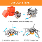 Wadeo Camping Gas Stove, 3700W Portable Backpacking Stove With Piezo Ignition, Portable Burner, Camping Stove Adapter And Carryi