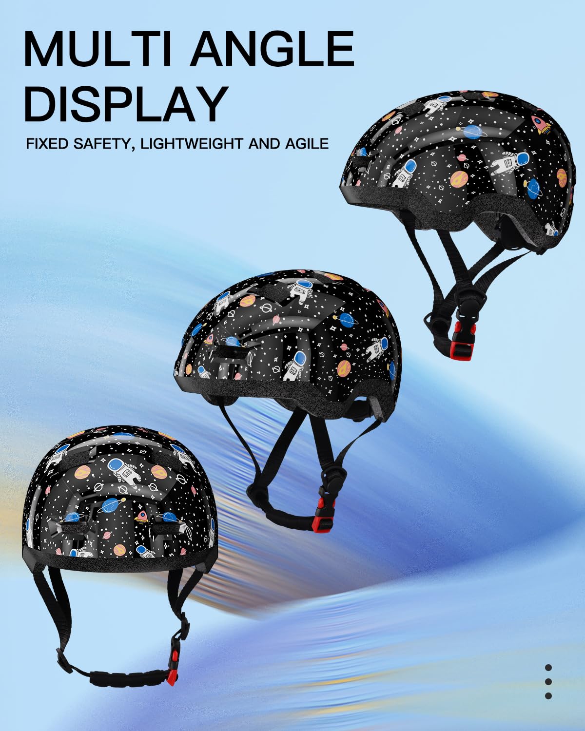 Toddler Bike Helmet 1-3 Years Old- with 12 Vents & Dual Liner (0.16+0.28) - Adjustable Dial Fit (45-51cm) (XS,Space)