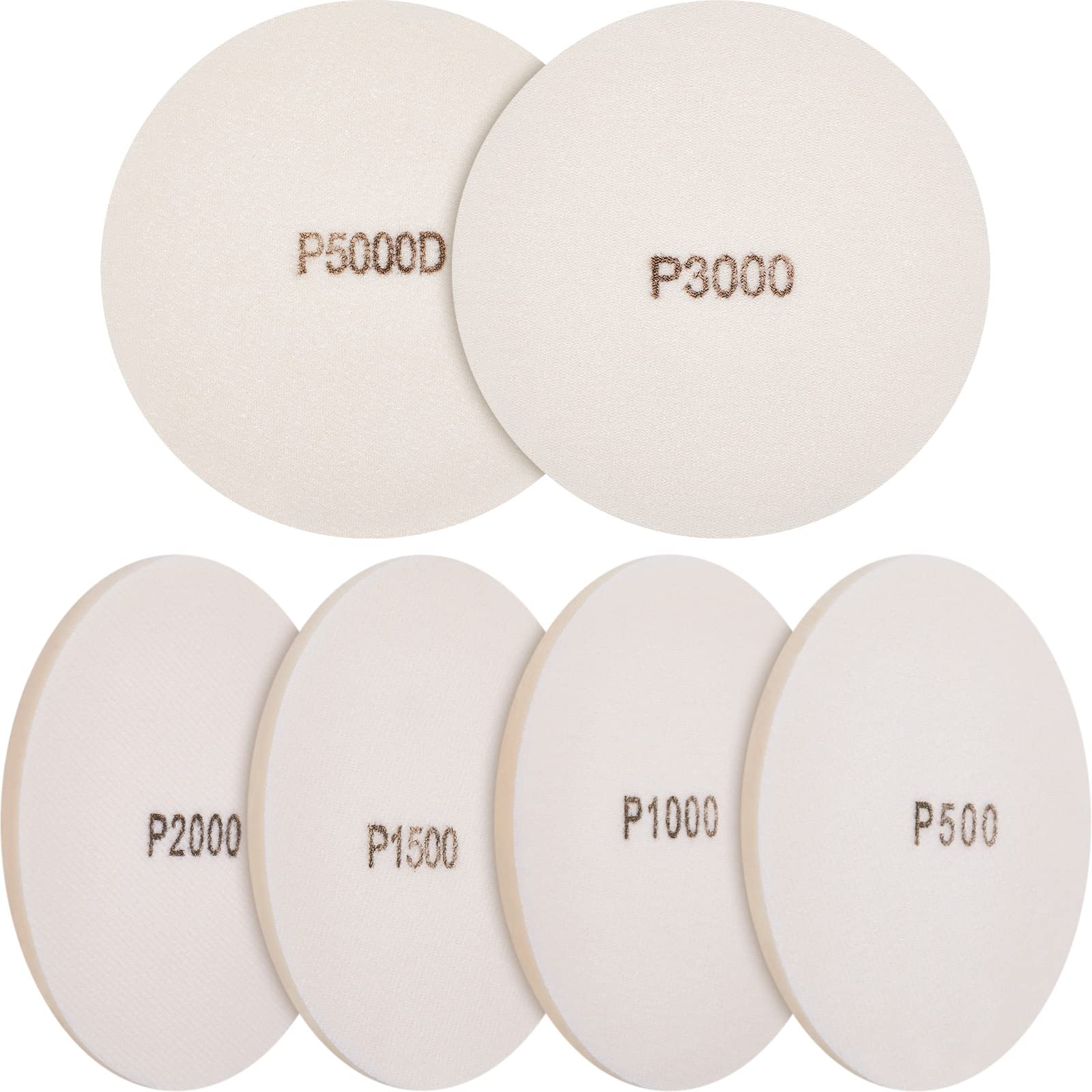 6 Pack Bowling Sanding Pads 5 Inch Grit 500 1000 1500 2000 3000 5000 Round Bowling Ball Accessories for Sanding Polishing Cleani
