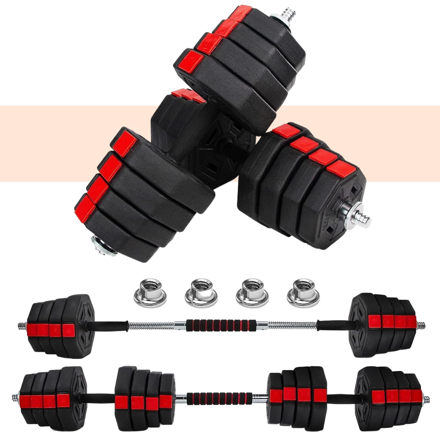 Yes4All Upgraded 44Lbs/66Lbs Pair Adjustable Weights Dumbbells Set, Free Weights Dumbbells Set With Connector And Stainless Stee