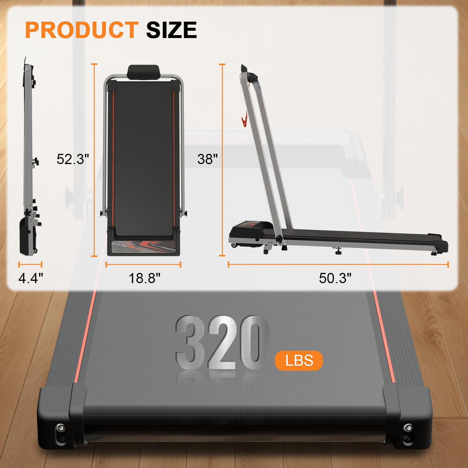 Sevobal Foldable Walking Pad Treadmill, Portable Under Desk Walking Pad With Incline Large Screen, Remote Control And App, Small