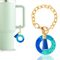 Letter Charm Accessories for Stanley Cup 1 PCS Cute Initial Keychain Handle Charm for Stanley Tumbler for Women Blue Letter O