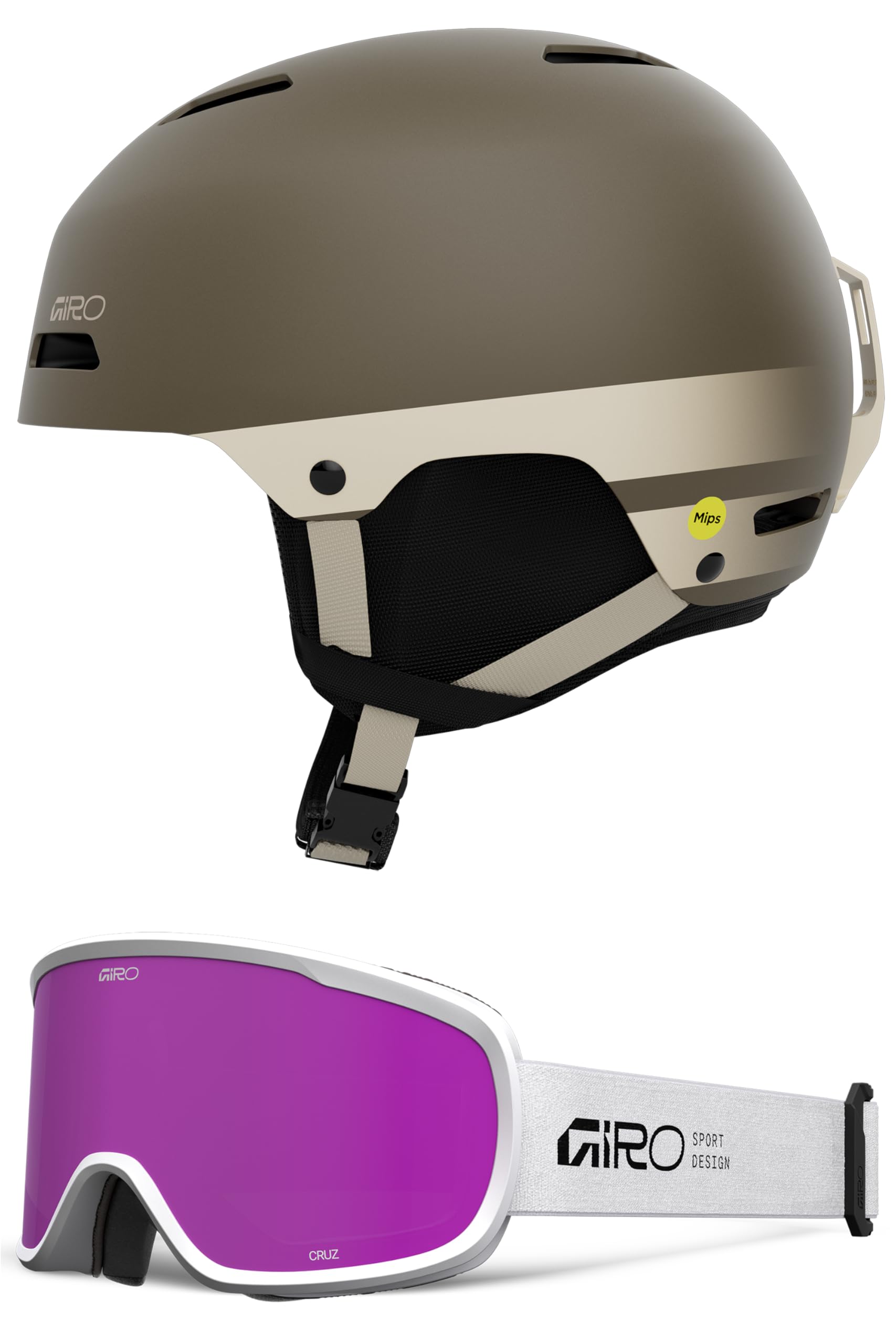 Giro Ledge MIPS AF Snow Helmet/Goggle Combo - (Combo) Matte Black - White Stacked - Size Medium