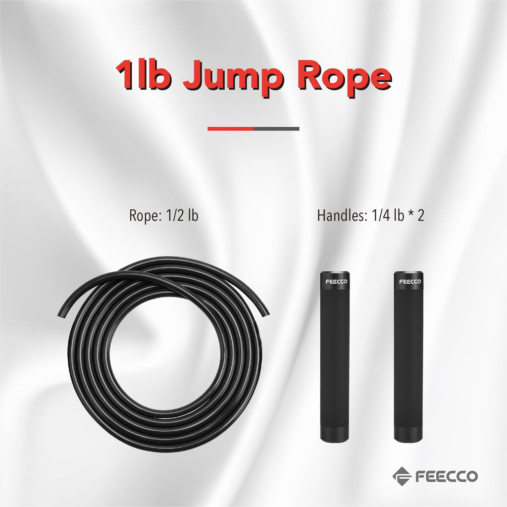 Feecco Weighted Jump Rope, 1Lb Heavy Jump Ropes With Adjustable Pvc Rope For Boxing, Muay Thai Training, Fitness, Crossfit Worko