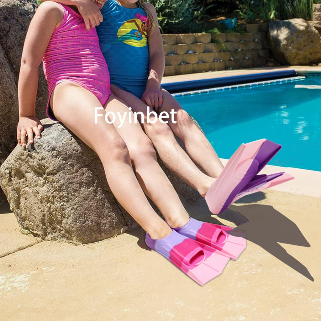 Foyinbet Kids Swim Fins,Short Youth Fins Swimming Flippers For Lap Swimming And Training For Children Girls Boys Teens Adults Me