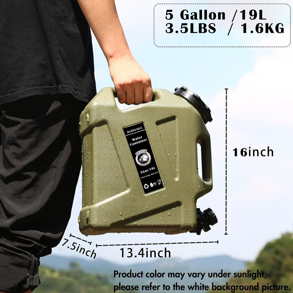 5 Gallon Water Jug With Spigot, Bpa Free Leak-Proof Camping Water Container, Portable Emergency Water Storage For Outdoor Hiking