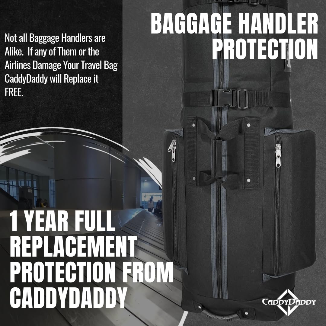 Caddydaddy Golf Cdycon2Gp Constrictor Grey With North Pole Golf Bag Travel Cover, Black/Grey