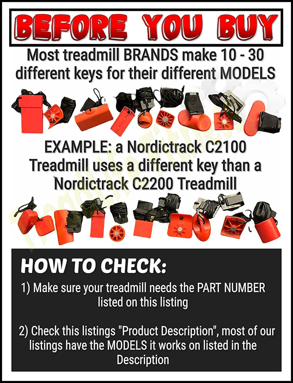 Treadmill Safety Key 1'' - Part Number 119038 & 119039 - Compatible With Proform 525Xt Treadmills