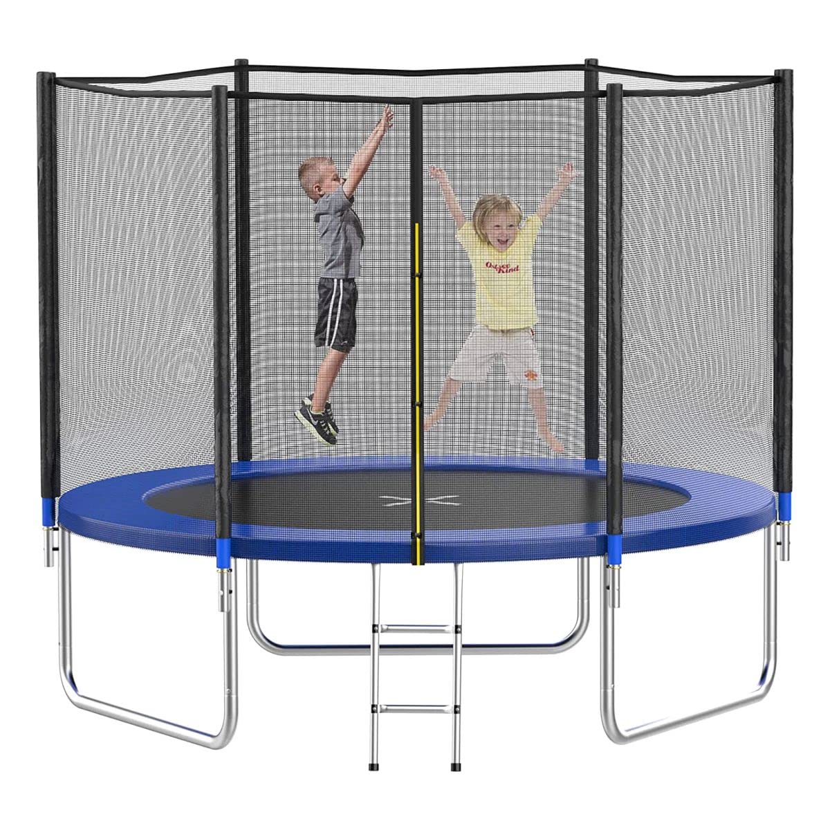 AOTOB 14FT Trampoline with Safety Enclosure Net, Outdoor Trampoline with Basketball Hoop,Heavy Duty Jumping Mat and Spring Cover