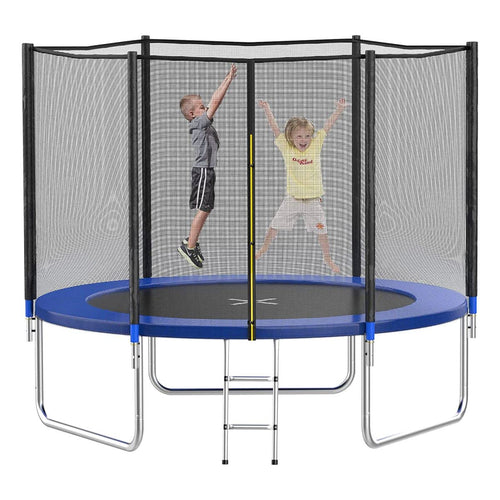 AOTOB 14FT Trampoline with Safety Enclosure Net, Outdoor Trampoline with Basketball Hoop,Heavy Duty Jumping Mat and Spring Cover