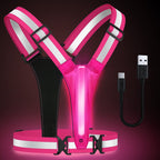 Fokia Kunbio Led Reflective Running Vest Gear,Light Up Vest Runners Night Walking Usb Rechargeable,Up To 11Hrs Light With Adjust