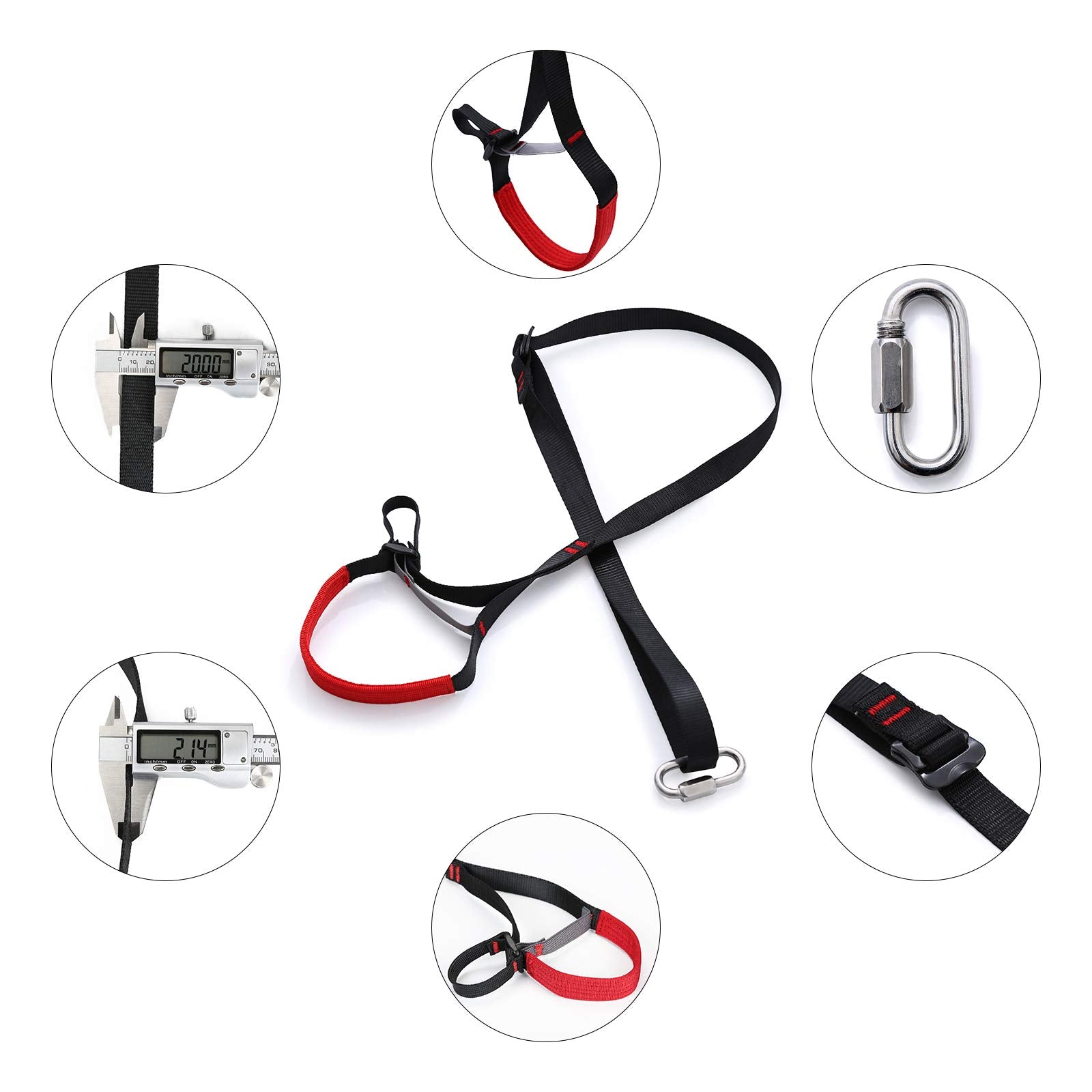 Wildken Adjustable Climbing Ascender Sling Foot Loop Ascender Webbing Sling For Outdoor Mountaineering, Rock Climbing, Expeditio
