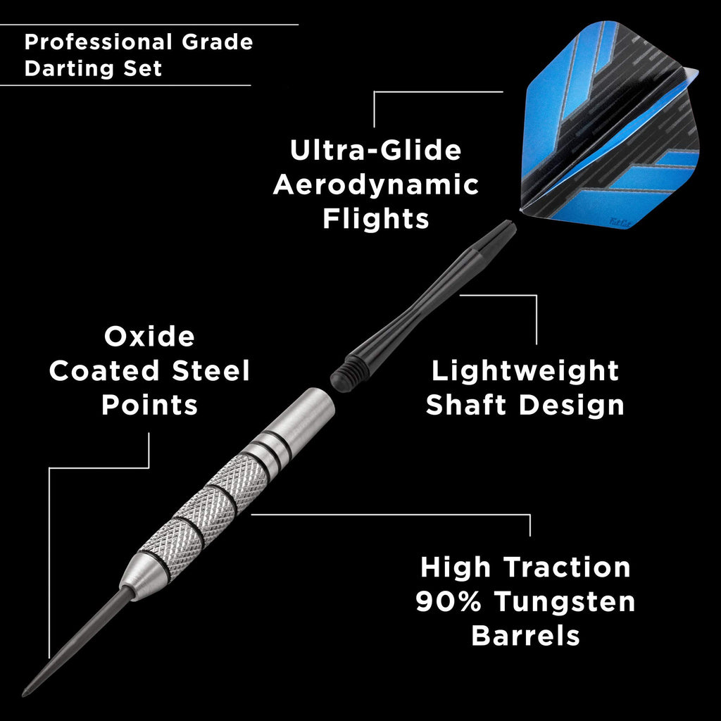 Fat Cat By Gld Products Bulletz 90% Tungsten Steel Tip Darts With Storage/Travel Case, 23 Grams , Black