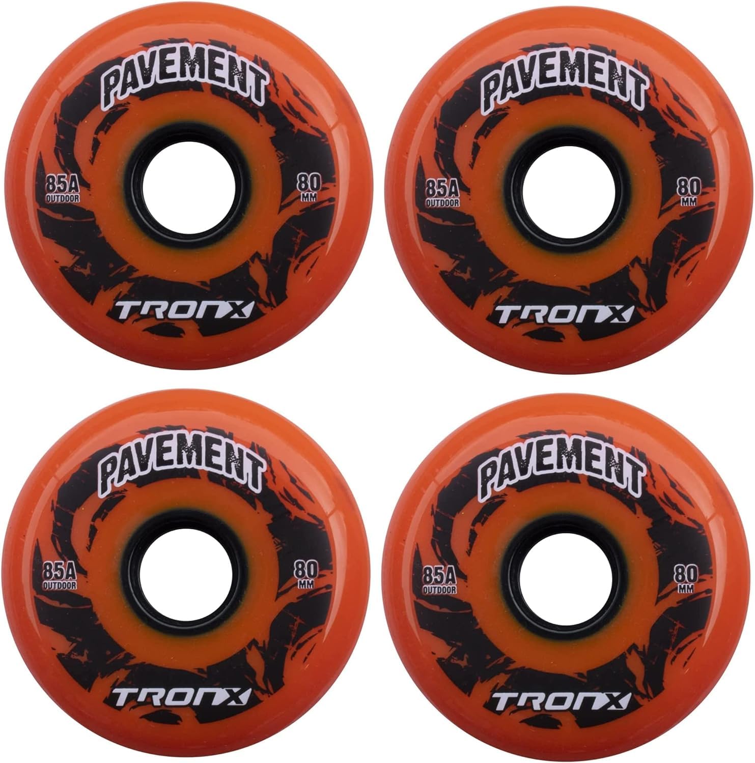TronX Outdoor Asphalt Pavement 85A Inline Roller Hockey Wheels 4 Pack | 59mm, 68mm, 72mm, 76mm, 80mm Sizes Hi-Lo (59mm)