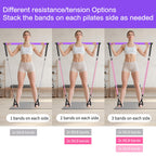 Pilates Bar Kit with Resistance Bands, Upgraded 3-Section with Stackable Bands Workout Equipment for Legs,Hip,Waist and Arm Full